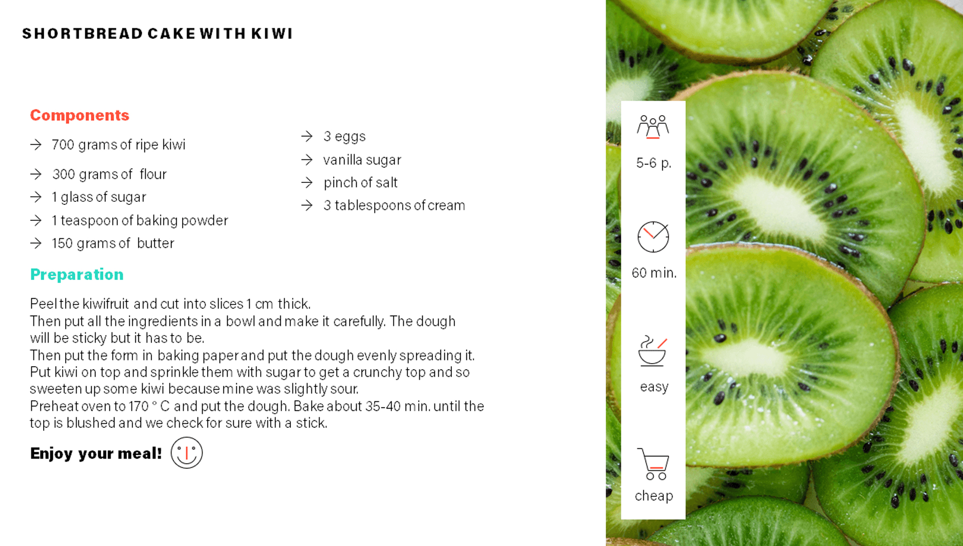 organize kiwi cake