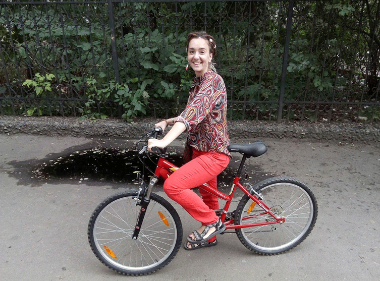 Alya Babkina-Mottet on a bike