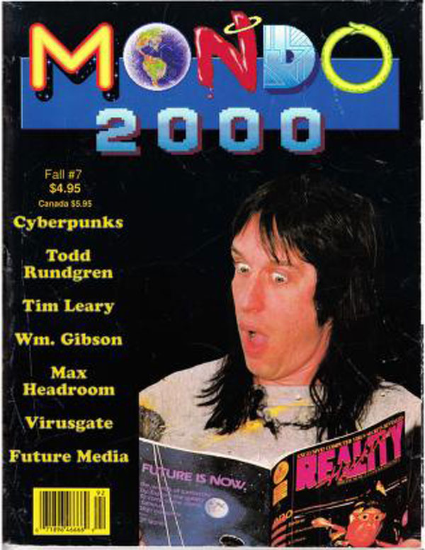 Cover of the first issue of Mondo 2000 magazine.