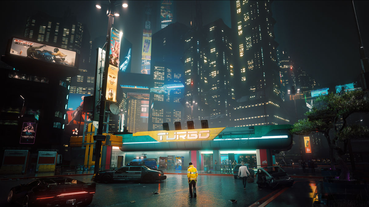 Verticality is the main principle of organising cyberpunk worlds, such as Night City from the game Cyberpunk 2077.